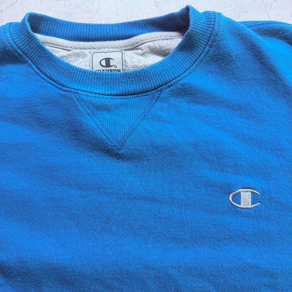 Champion Blue Crewneck Sweatshirt Small C Logo L Y2K